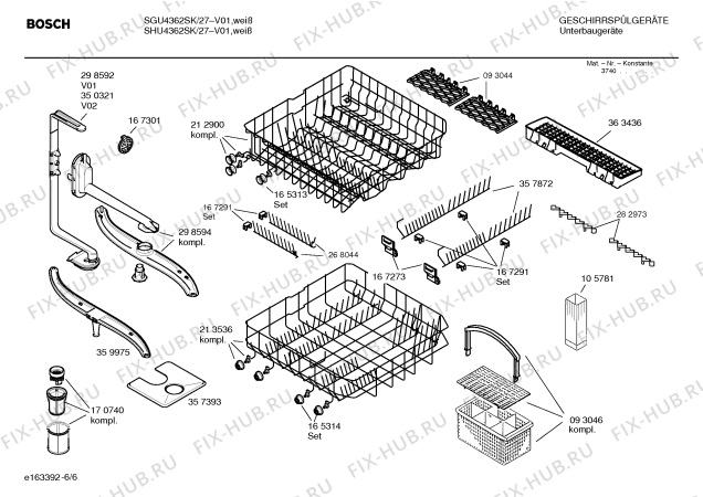 Взрыв-схема посудомоечной машины Bosch SHU4362SK - Схема узла 06