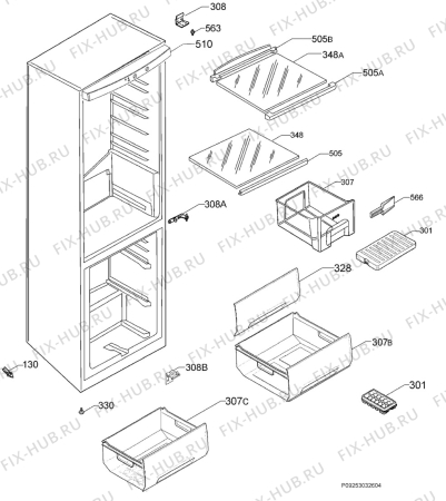Взрыв-схема холодильника Zoppas PC361VX - Схема узла Housing 001