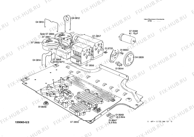 Схема №5 0722044131 V491 с изображением Пленочная индикация для стиральной машины Bosch 00040974