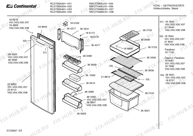 Взрыв-схема холодильника Continental RC27SBA201 REFRIGERADOR RC27 127V BRANCO - Схема узла 02