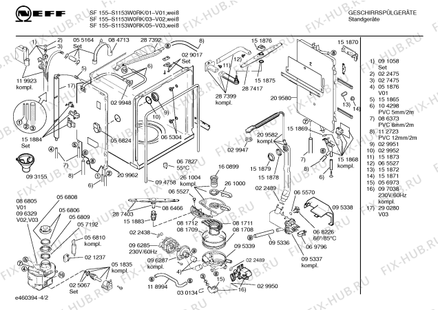Взрыв-схема посудомоечной машины Neff S1153W0RK SF 155 - Схема узла 02