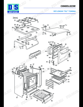 Схема №1 TGW 664 с изображением Сопротивление для плиты (духовки) DELONGHI 081063/CX