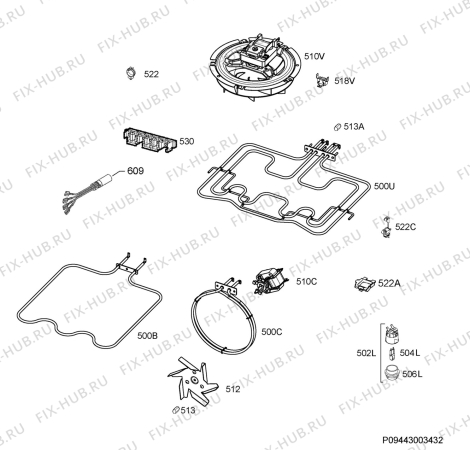 Взрыв-схема плиты (духовки) Zanussi ZCV66AEXC - Схема узла Electrical equipment