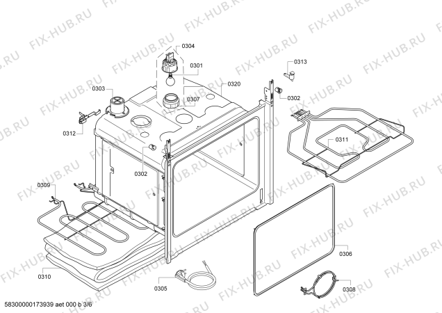 Взрыв-схема плиты (духовки) Siemens HB331E0Q - Схема узла 03