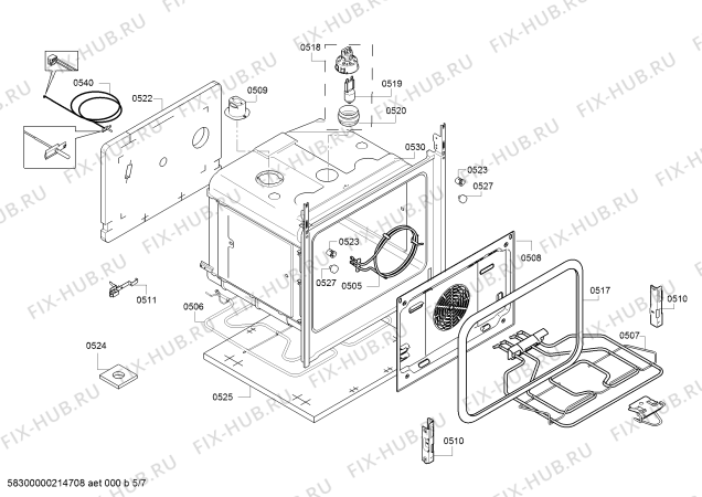 Взрыв-схема плиты (духовки) Bosch HXS59AI50Q - Схема узла 05