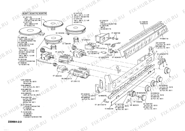 Взрыв-схема плиты (духовки) Siemens HS6417 - Схема узла 02
