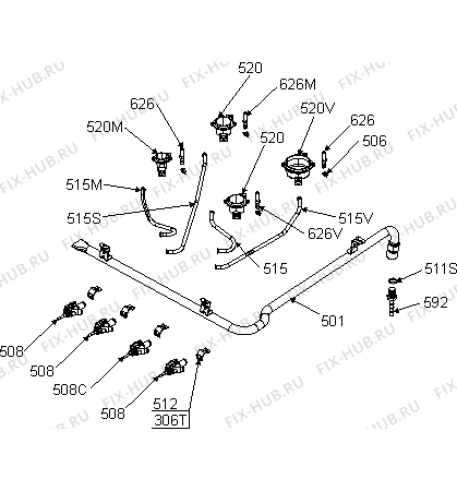 Взрыв-схема плиты (духовки) Mora KS610FW (344228, 254C.12) - Схема узла 07