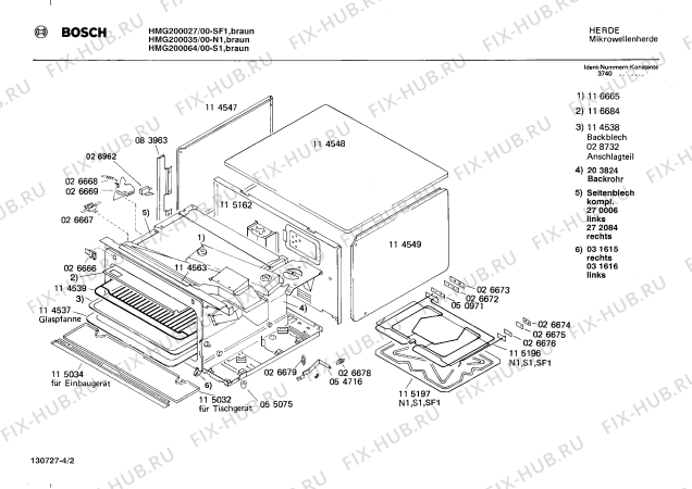 Взрыв-схема микроволновой печи Bosch HMG200027 - Схема узла 02
