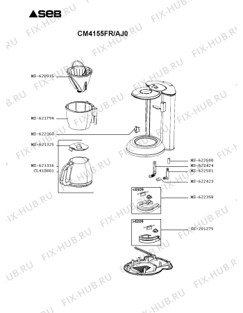 Схема №1 CM4155FR/AJ0 с изображением Микротермостат для электрокофемашины Seb SS-201275