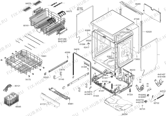 Взрыв-схема посудомоечной машины Gorenje GI63324X (312679, PMS60I) - Схема узла 04