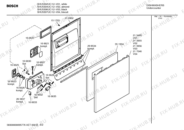 Взрыв-схема посудомоечной машины Bosch SHU5307UC Sensotronic - Схема узла 02