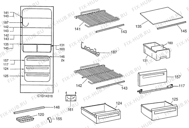 Взрыв-схема холодильника Arthurmartinelux AR7919B2 - Схема узла Accessories Refrigerator