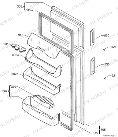 Взрыв-схема холодильника Rex Electrolux RD160N - Схема узла Door 003