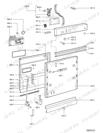 Схема №1 GSIK 6415/1 IN с изображением Панель для посудомоечной машины Whirlpool 480140102951
