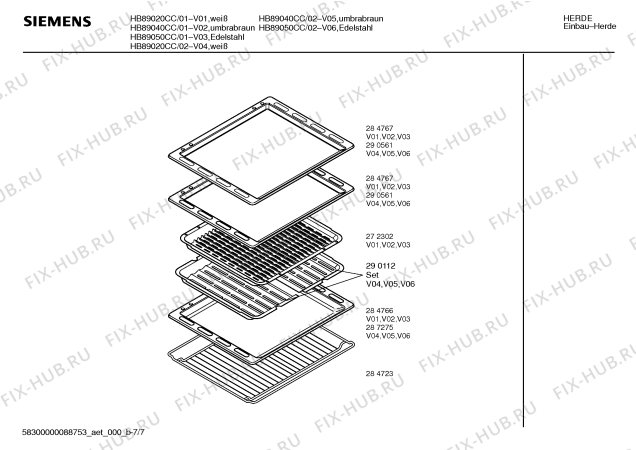 Схема №4 HB89040CC с изображением Панель для плиты (духовки) Siemens 00288222