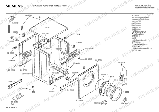Схема №2 WM37310 SIWAMAT PLUS 3731 с изображением Панель для стиралки Siemens 00278138