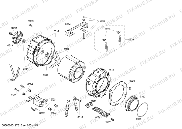 Взрыв-схема стиральной машины Siemens WM16E160NL - Схема узла 03