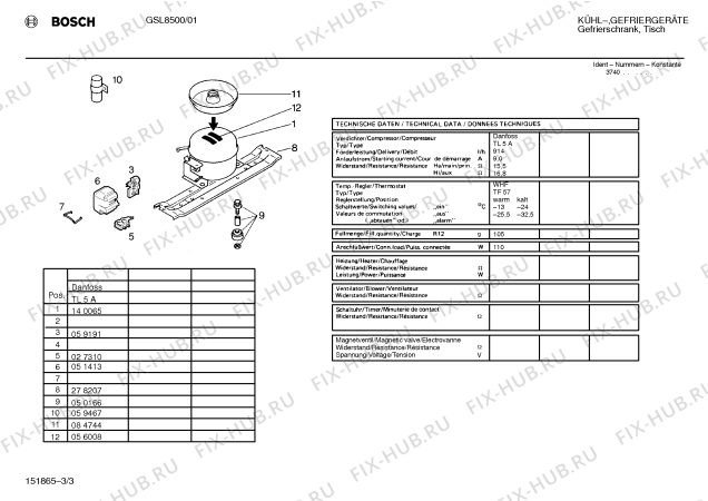Взрыв-схема холодильника Bosch GSL8500 - Схема узла 03