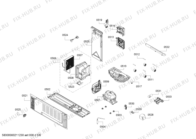 Взрыв-схема холодильника Siemens KF86NA236C - Схема узла 05
