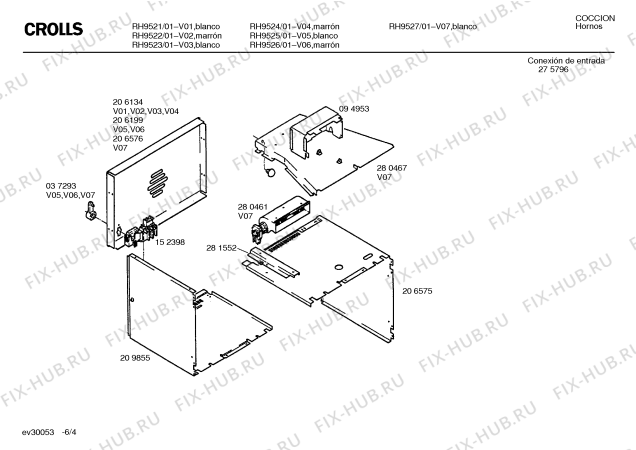 Схема №4 RH9526 с изображением Индикатор для духового шкафа Bosch 00068124