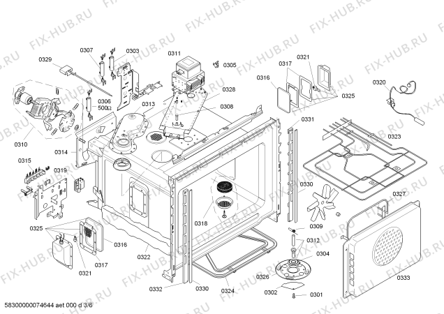 Взрыв-схема плиты (духовки) Bosch HBN884750 - Схема узла 03