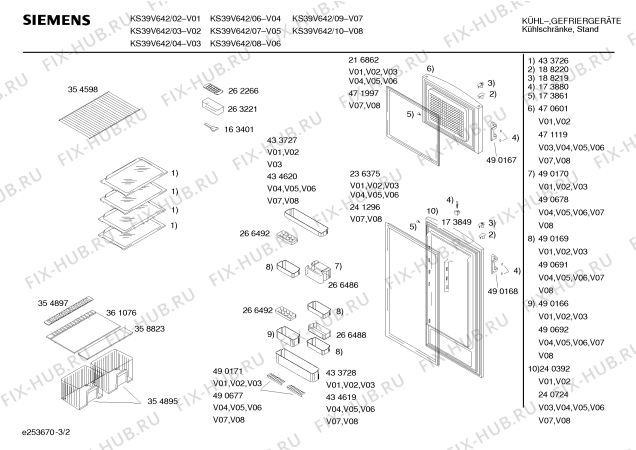 Схема №1 KS42V623FF с изображением Панель для холодильной камеры Siemens 00433725