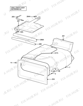 Взрыв-схема плиты (духовки) Zanussi Electrolux ZCG5300BKN - Схема узла H10 Grill cavity assy