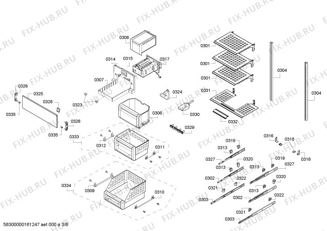 Схема холодильника Siemens FI18NP31 - Схема узла 03 Взрыв-схема холодильника Siemens FI18NP31 - Схема узла 03