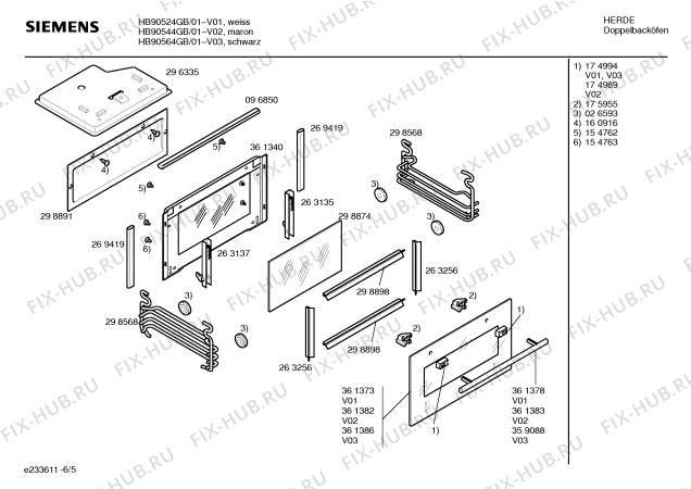 Схема №3 HB90524GB с изображением Панель управления для духового шкафа Siemens 00361372