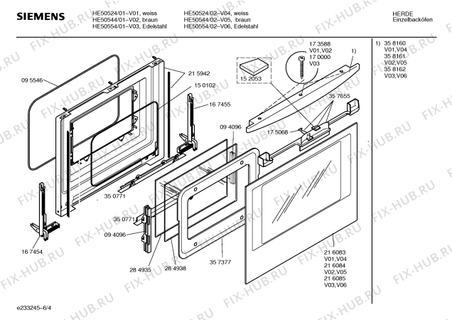 Схема №4 HE50524 с изображением Панель управления для электропечи Siemens 00358155