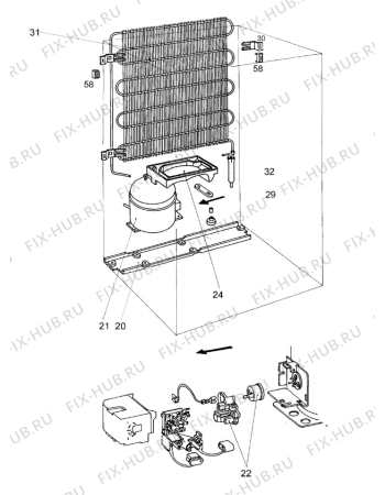 Взрыв-схема холодильника Frigidaire RU200 - Схема узла Cooling system 017