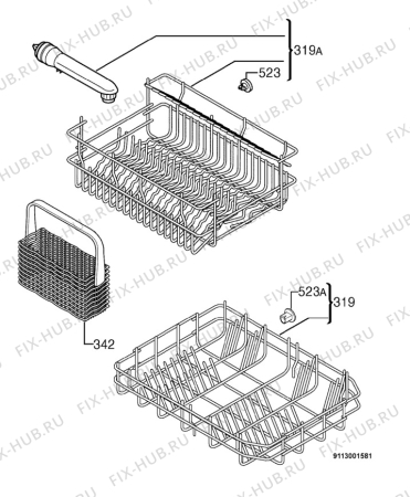 Взрыв-схема посудомоечной машины Zanussi DWS4825 - Схема узла Basket 160