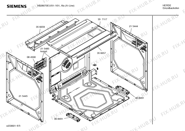 Схема №5 HE28074SK с изображением Планка ручки для духового шкафа Siemens 00359536