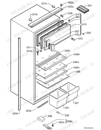 Взрыв-схема холодильника Electrolux ERN18510 - Схема узла Housing 001