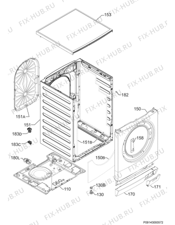 Схема №4 L87695NWD с изображением Обшивка для стиральной машины Aeg 140063545010