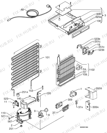 Взрыв-схема холодильника Electrolux EU1070T - Схема узла Cooling system 017