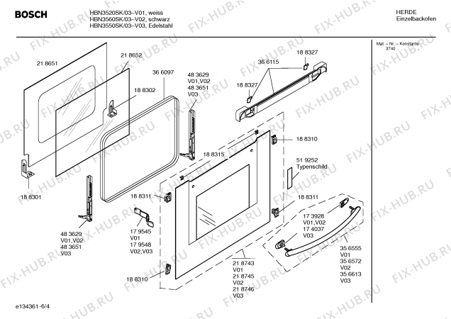 Схема №1 HBN3560SK с изображением Инструкция по эксплуатации для электропечи Bosch 00581180