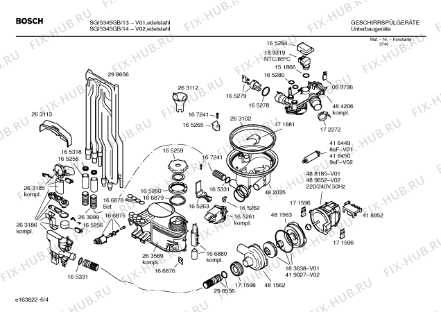 Схема №4 SGI5345GB Exxcel / Auto-option с изображением Панель управления для посудомоечной машины Bosch 00218329