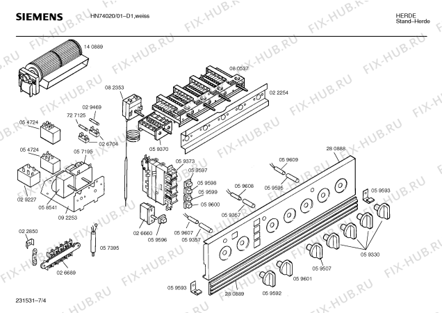 Взрыв-схема плиты (духовки) Siemens HN74020 - Схема узла 04
