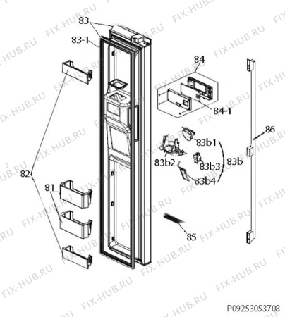 Взрыв-схема холодильника Zanussi ZRS61213XA - Схема узла Freezer door