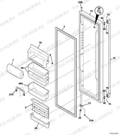 Взрыв-схема холодильника Aeg Electrolux S75628KG - Схема узла Refrigerator door