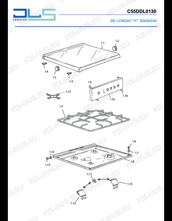 Схема №3 HGGK 554 S с изображением Кнопка для духового шкафа DELONGHI 103526001