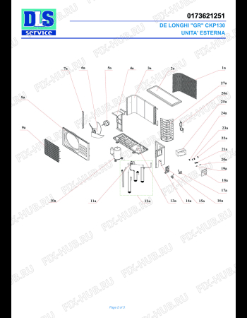 Взрыв-схема кондиционера DELONGHI CKP 130 - Схема узла 2