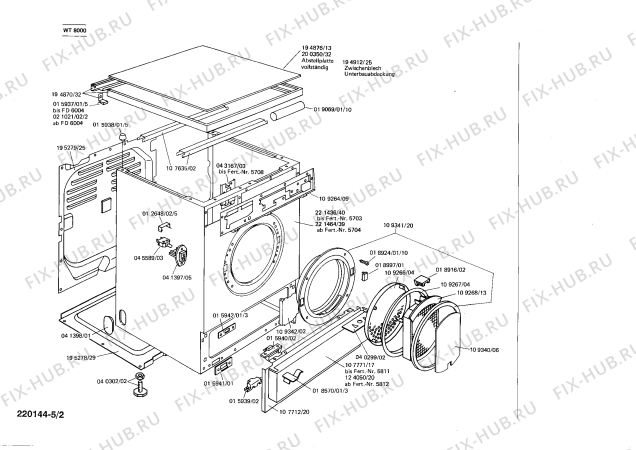 Взрыв-схема сушильной машины Siemens WT8000 FLAUSCHTROCKNER 800 - Схема узла 02