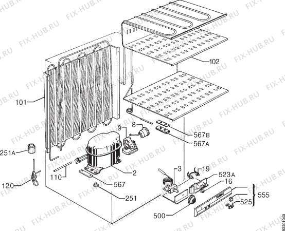 Взрыв-схема холодильника Tricity Bendix BF413W - Схема узла Cooling system 017