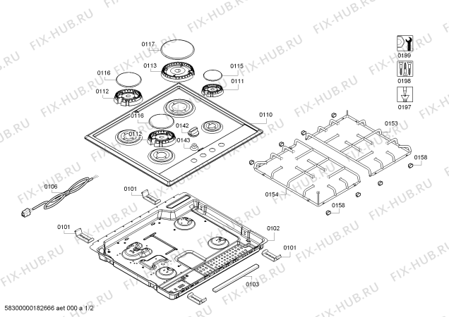 Схема №2 PCP611B90E 4G BO60F IH5 с изображением Варочная панель для духового шкафа Bosch 00770736