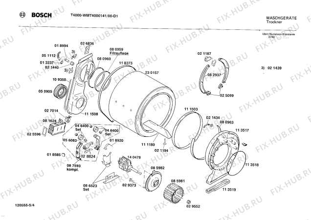Взрыв-схема сушильной машины Bosch WMT4000141 T4000 - Схема узла 04