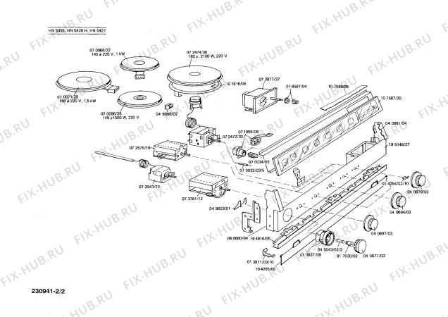 Взрыв-схема плиты (духовки) Siemens HN5426 - Схема узла 02
