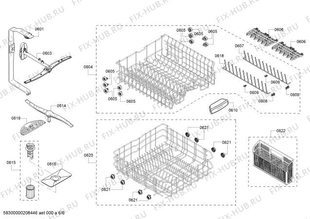 Взрыв-схема посудомоечной машины Bosch SHP53T55UC SilencePlus 46 dBA - Схема узла 06