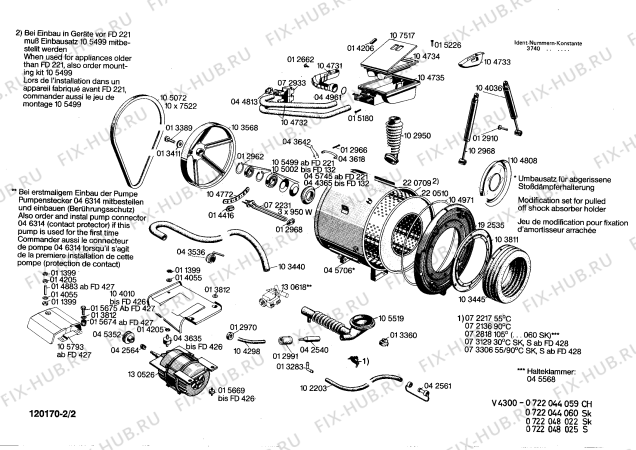 Взрыв-схема стиральной машины Bosch 0722044059 V4300 - Схема узла 02